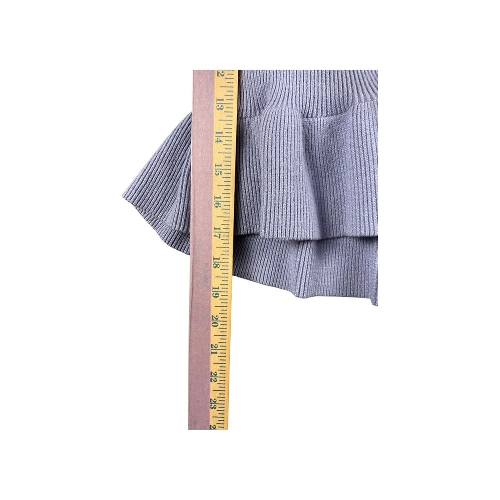ZESICA Womens Light Blue Ribbed Knit Peplum Wrap VNeck LS Size Small Sweater Top - Picture 3 of 5
